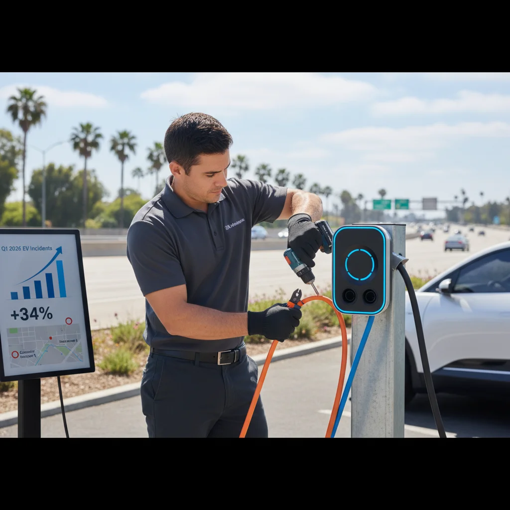 An EV dashboard with a warning light on. This page does not name the message.