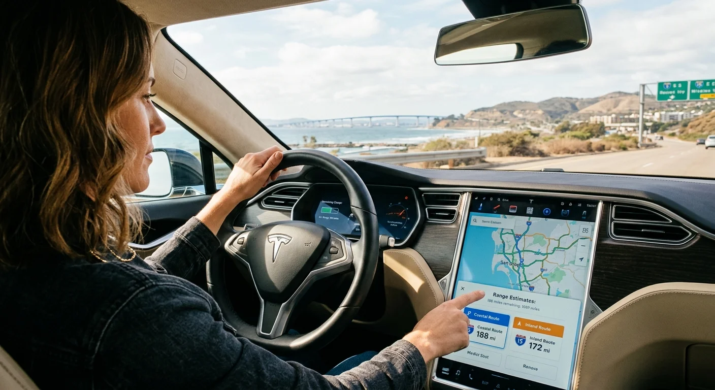 A Tesla on a San Diego road.