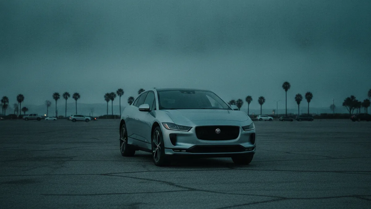 A Jaguar I-PACE parked in a San Diego lot. Charge Pro does not diagnose a 12V failure.